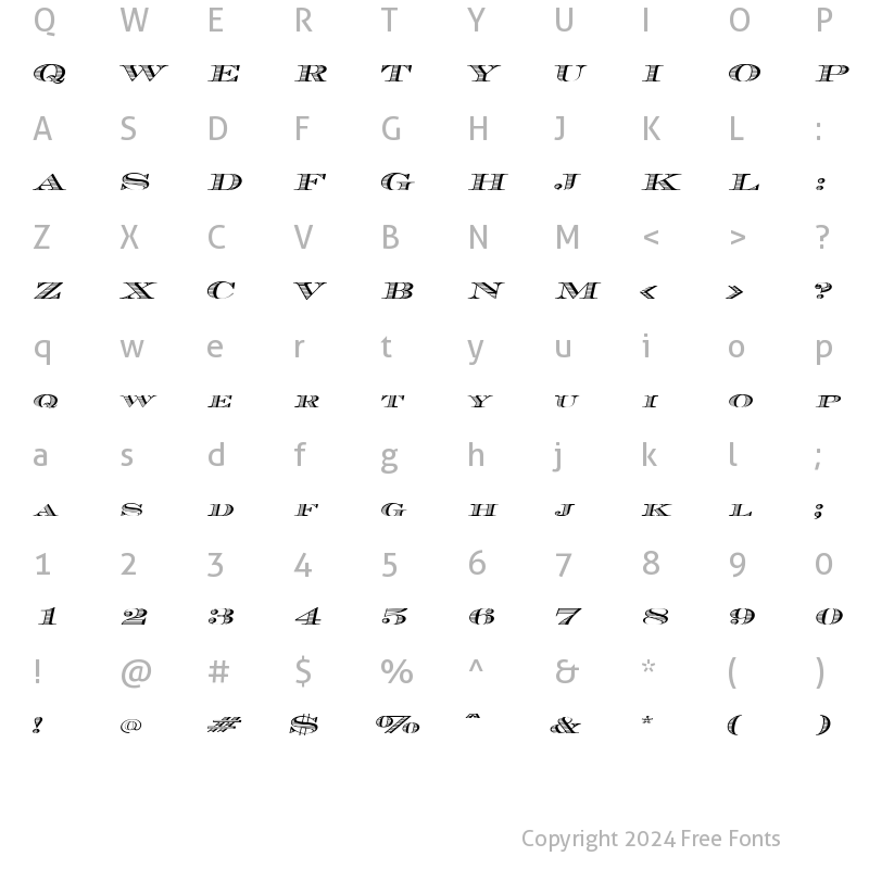 Character Map of CashExtended Italic