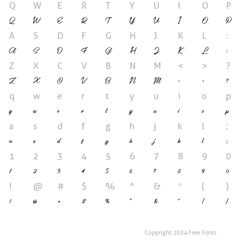 Character Map of Casira Script Regular