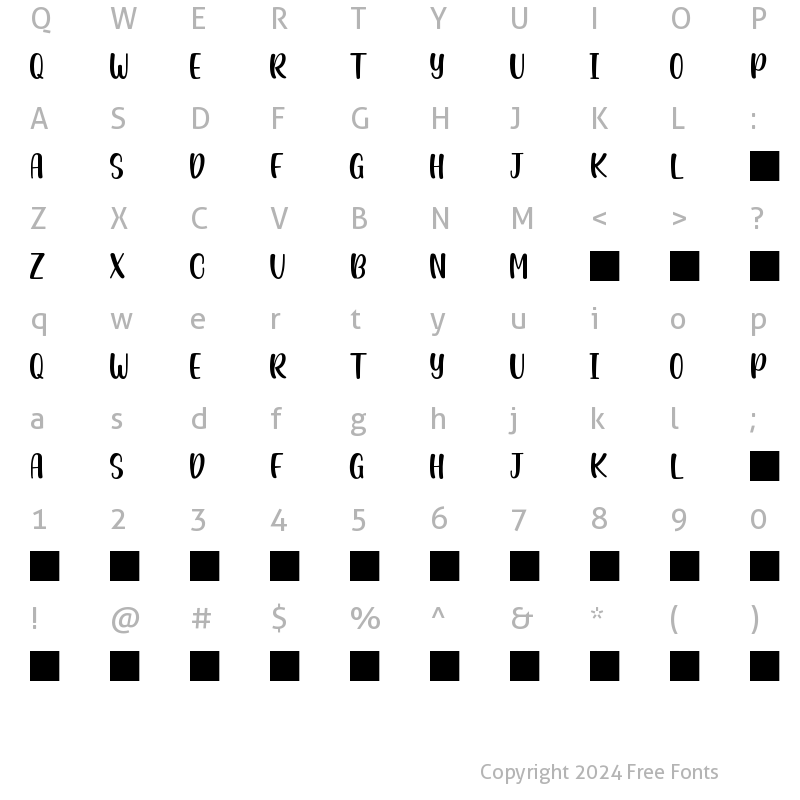 Character Map of Casking Cream Sans Regular