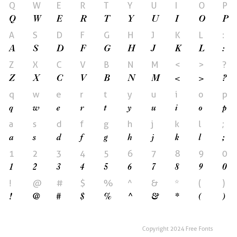 Character Map of Caslon 3 ITALIC