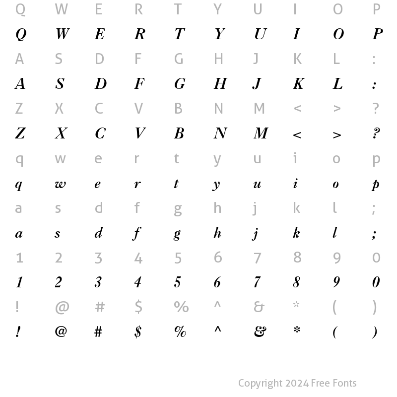 Character Map of Caslon 3 Italic