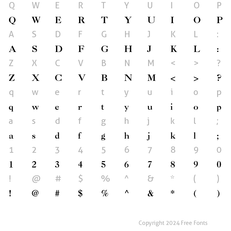 Character Map of Caslon 3 LT Roman