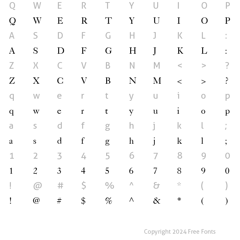 Character Map of Caslon 540 LT Regular