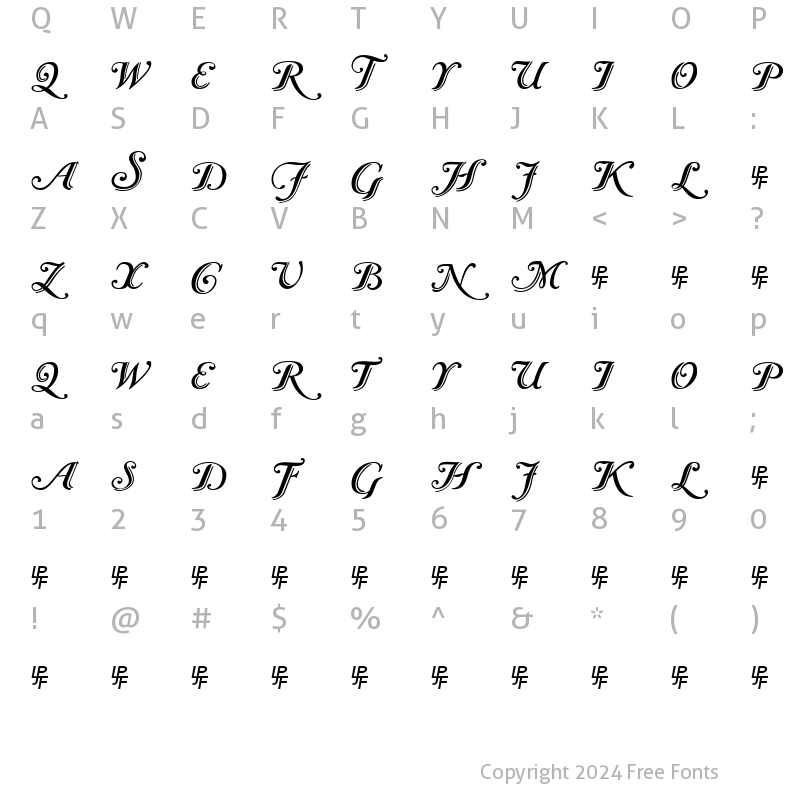 Character Map of Caslon Calligraphic Initials Regular