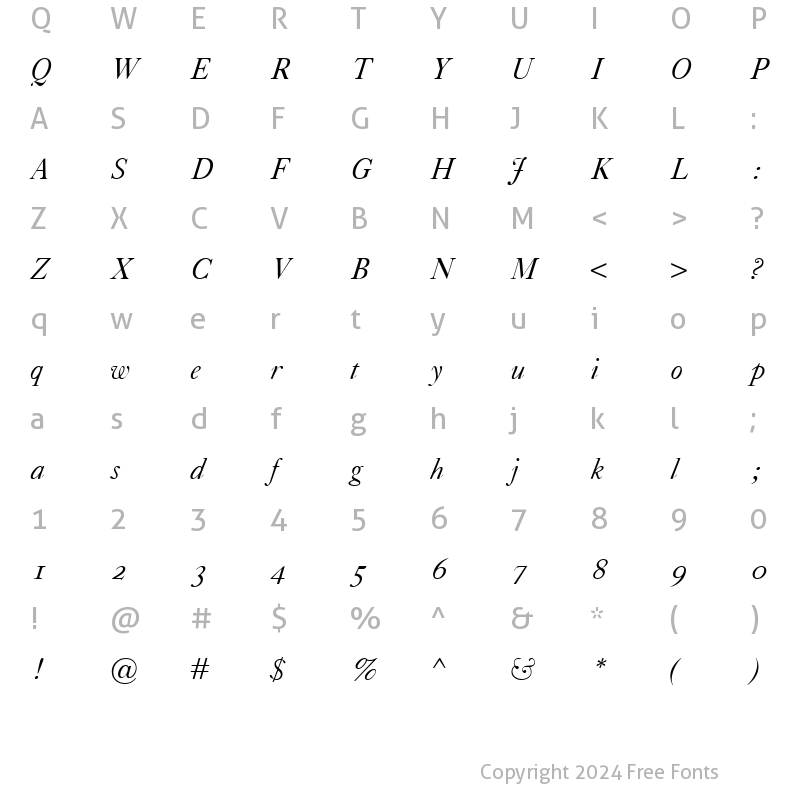 Character Map of Caslon Classico Italic