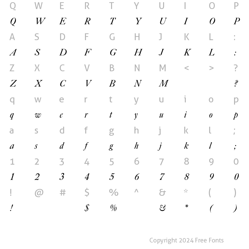 Character Map of Caslon Four Seventy One BQ Regular