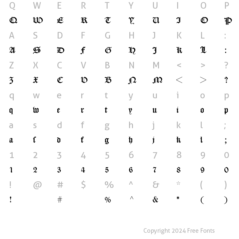 Character Map of Caslon Gotisch BQ Regular