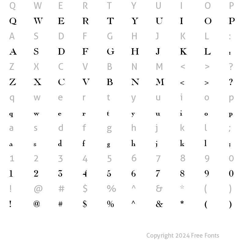 Character Map of Caslon ICG Titling