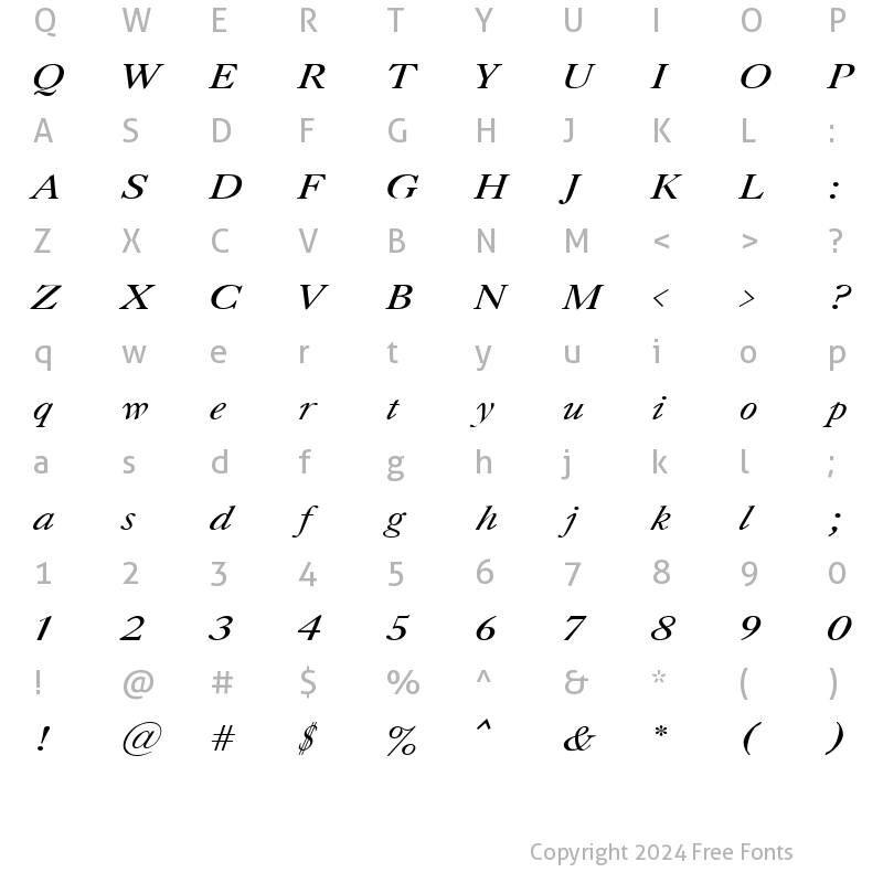 Character Map of Caslon Italic