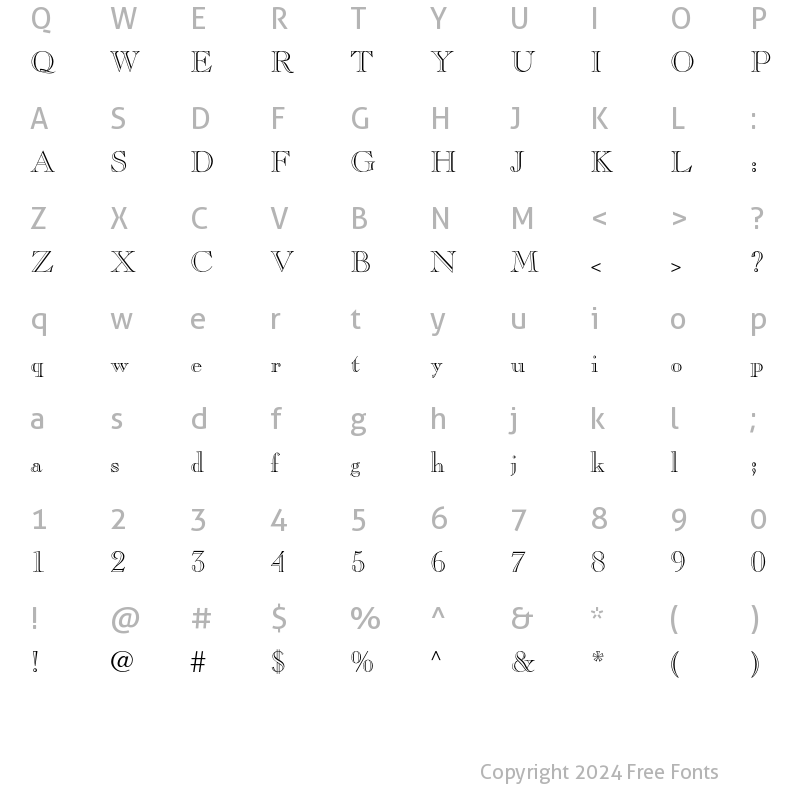 Character Map of Caslon Open Face LT Std Regular