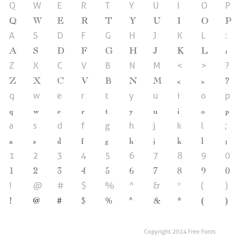 Character Map of Caslon Open Face Regular