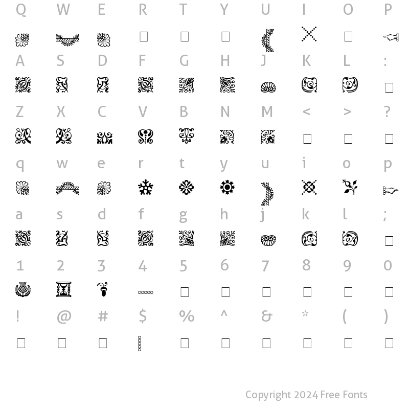 Character Map of Caslon Ornaments SSi Ornaments