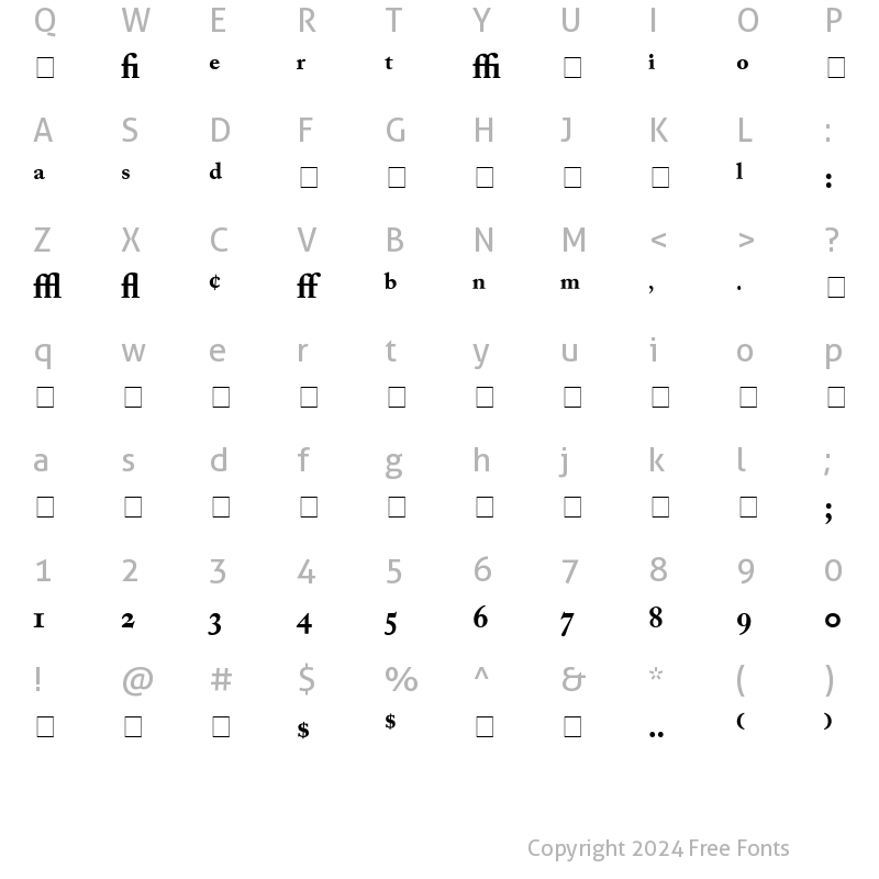 Character Map of Caslon Pro Black SSi Bold