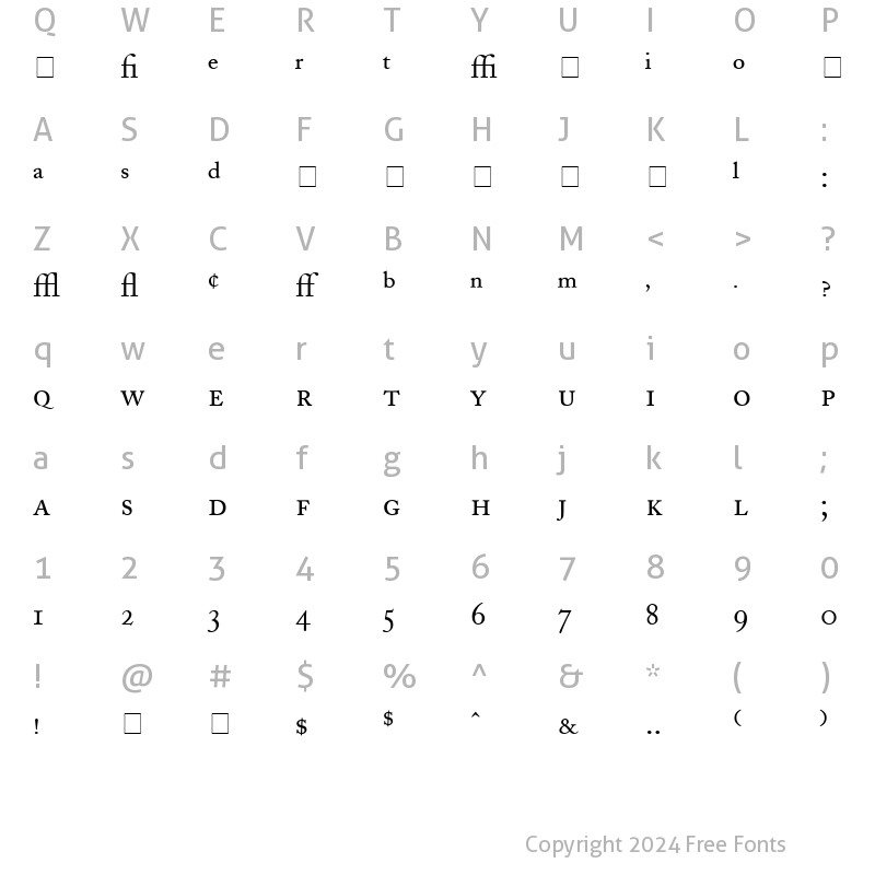 Character Map of Caslon Pro SSi Regular