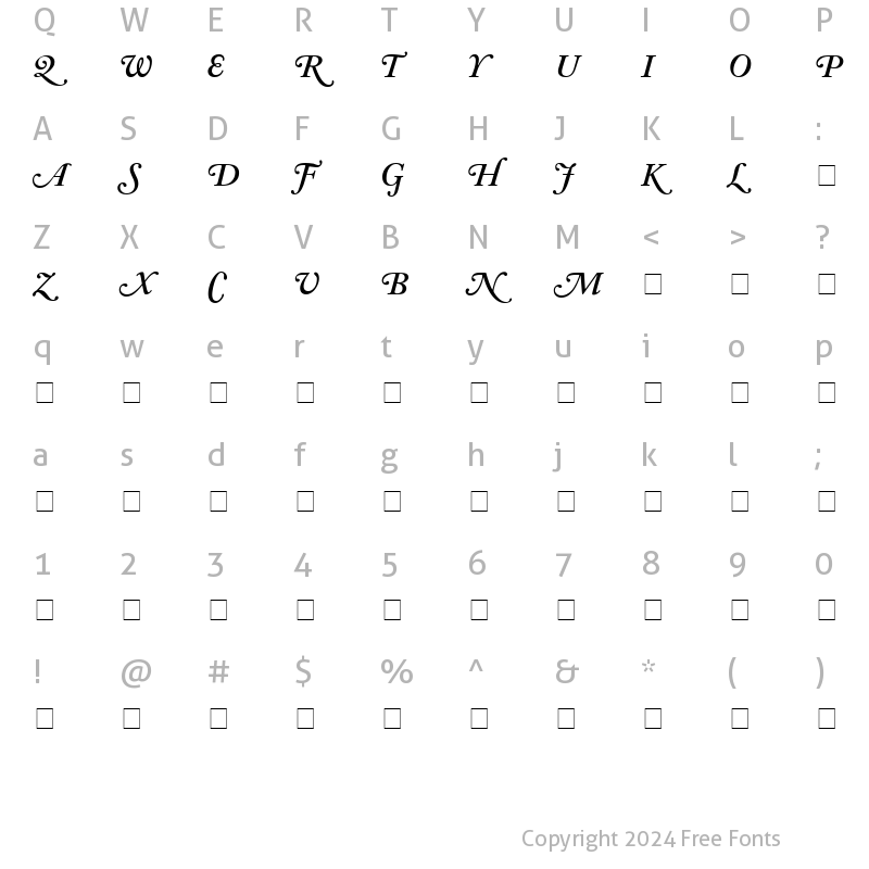 Character Map of Caslon Swash SSi Semi Bold Italic