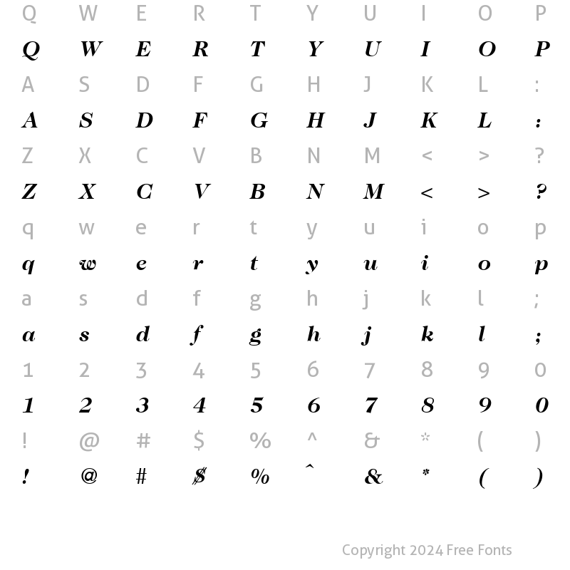 Character Map of Caslon335 BoldItalic