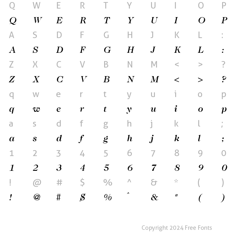 Character Map of Caslon335Medium RegularItalic