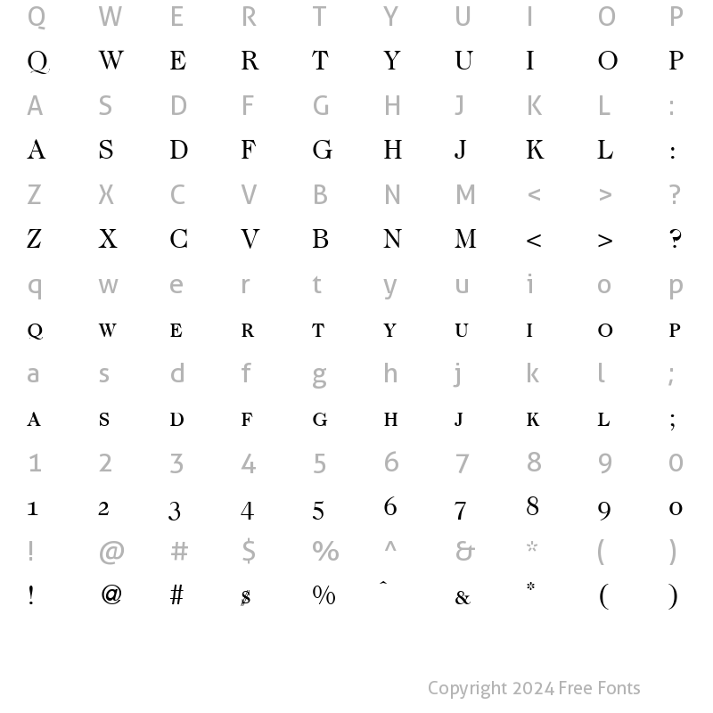 Character Map of Caslon335Smc Regular