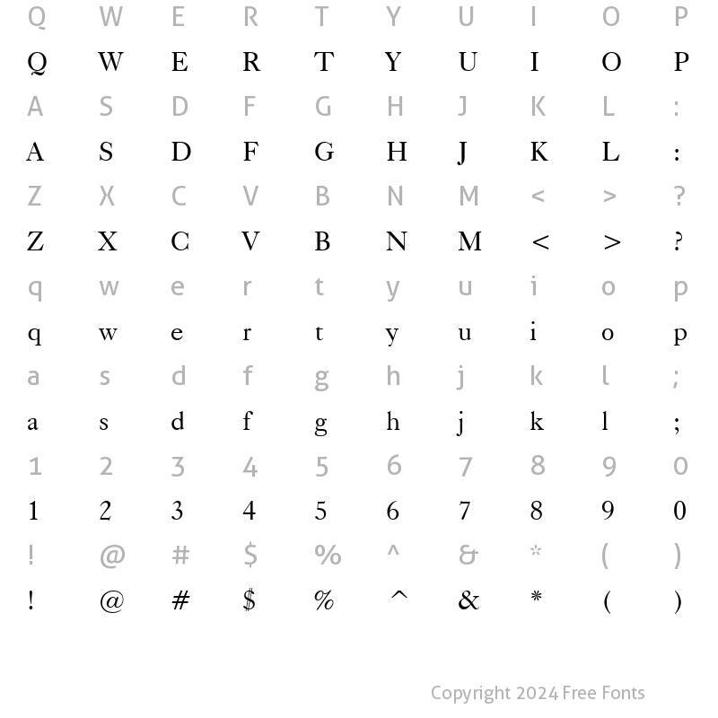 Character Map of Caslon540 BT Roman