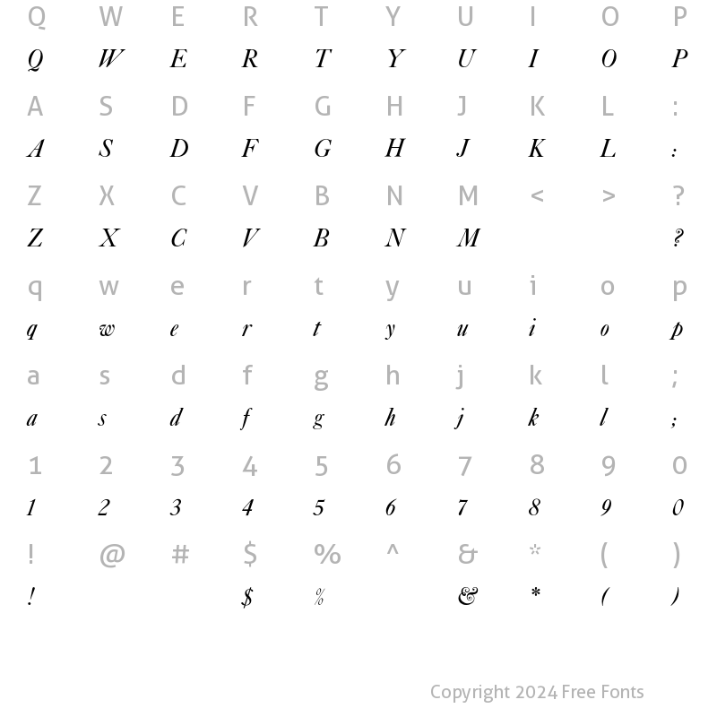 Character Map of Caslon540EF Italic