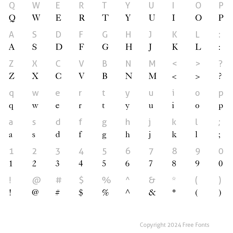 Character Map of Caslon540Roman Roman