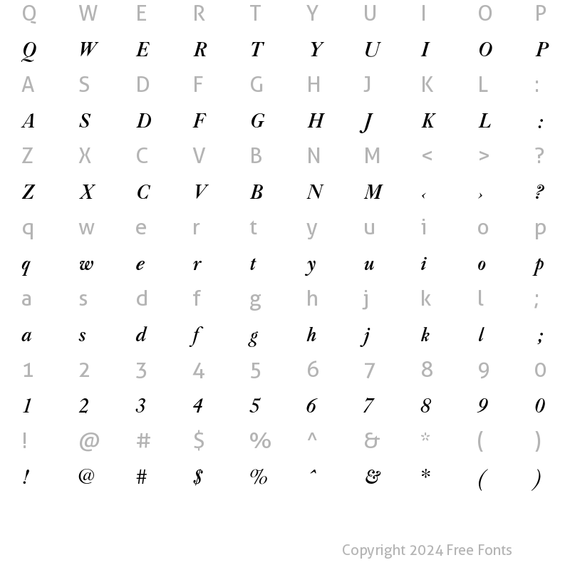 Character Map of CaslonBoldL-Italic Regular