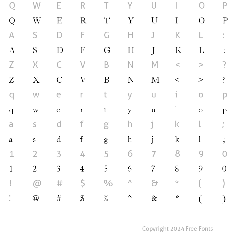 Character Map of CaslonC37 Light Regular