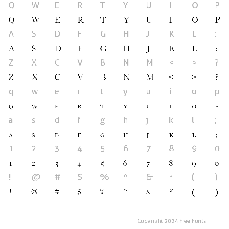 Character Map of CaslonC37 LightAlternates Regular