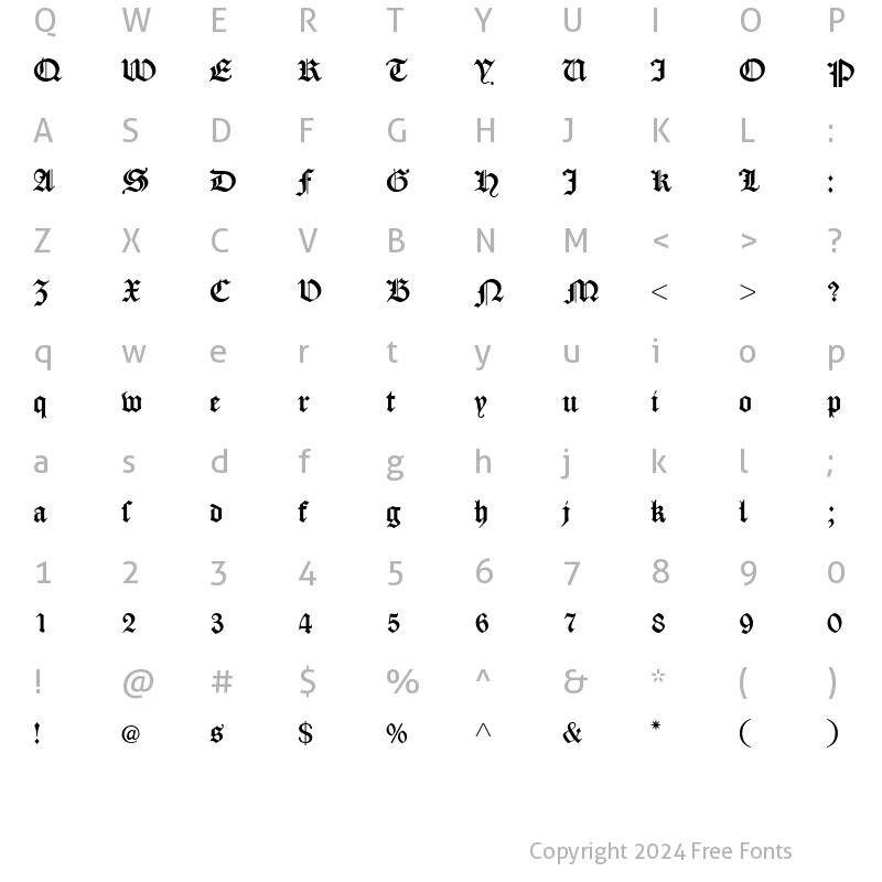 Character Map of CaslonGotisch-Normal ?