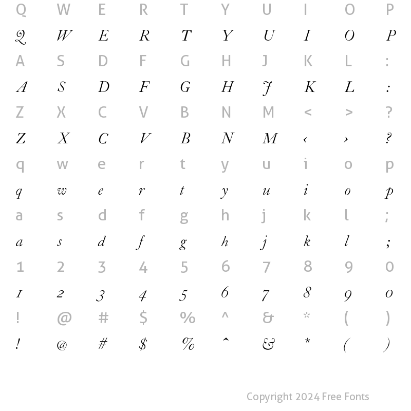 Character Map of CaslonH-Italic Regular