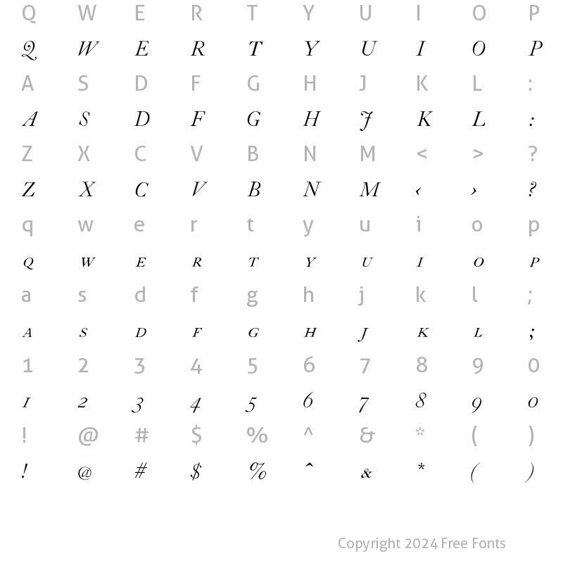 Character Map of CaslonH-SC-Italic Regular