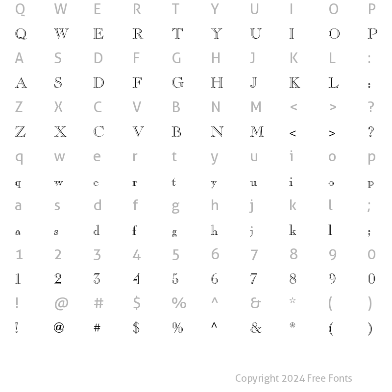 Character Map of CaslonICG OpenFace Regular