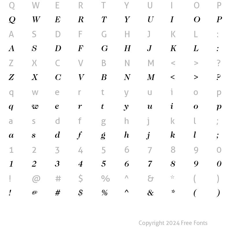 Character Map of CaslonNo224EF-MediumItalic Regular