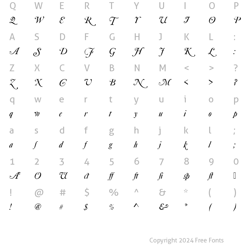 Character Map of CaslonNo540SwaAltD Italic