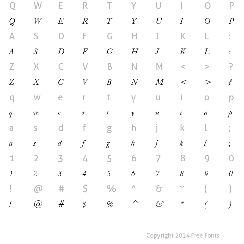 Character Map of CaslonOldFace BT Italic