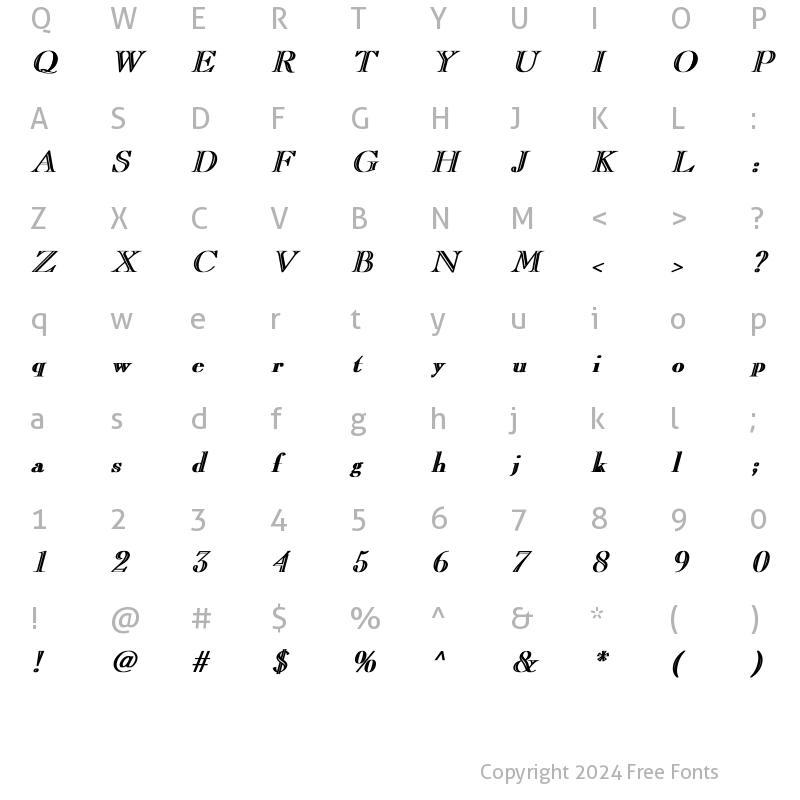 Character Map of CaslonOpenFace Bold Italic