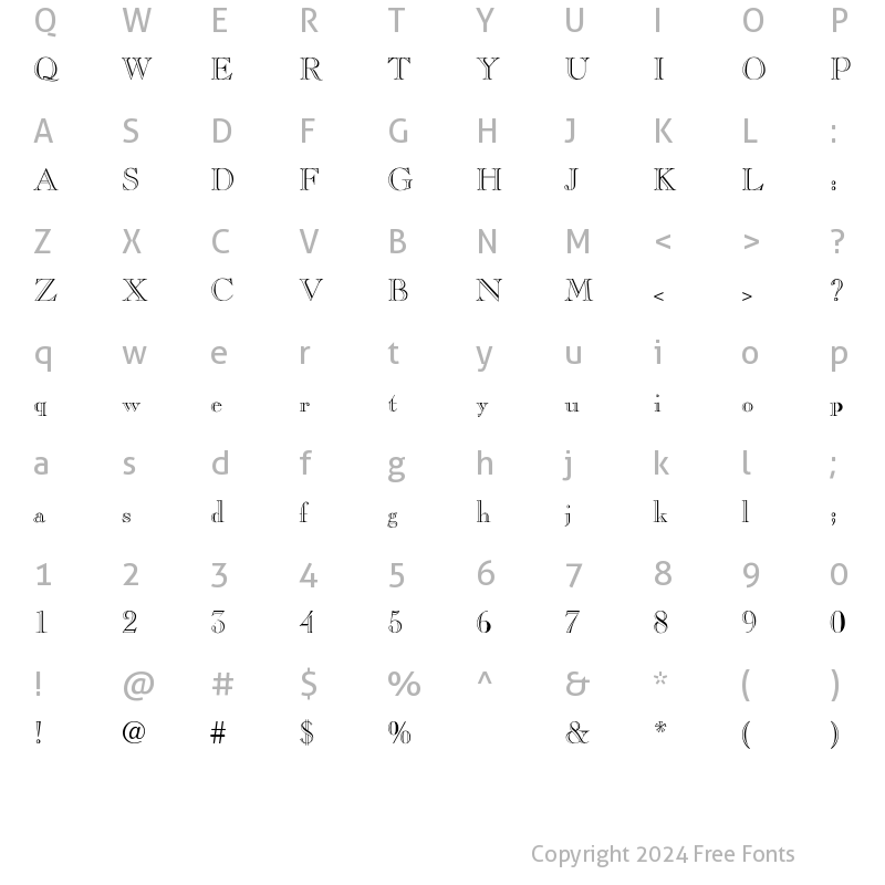 Character Map of CASLONOPENFACE-Thin Regular