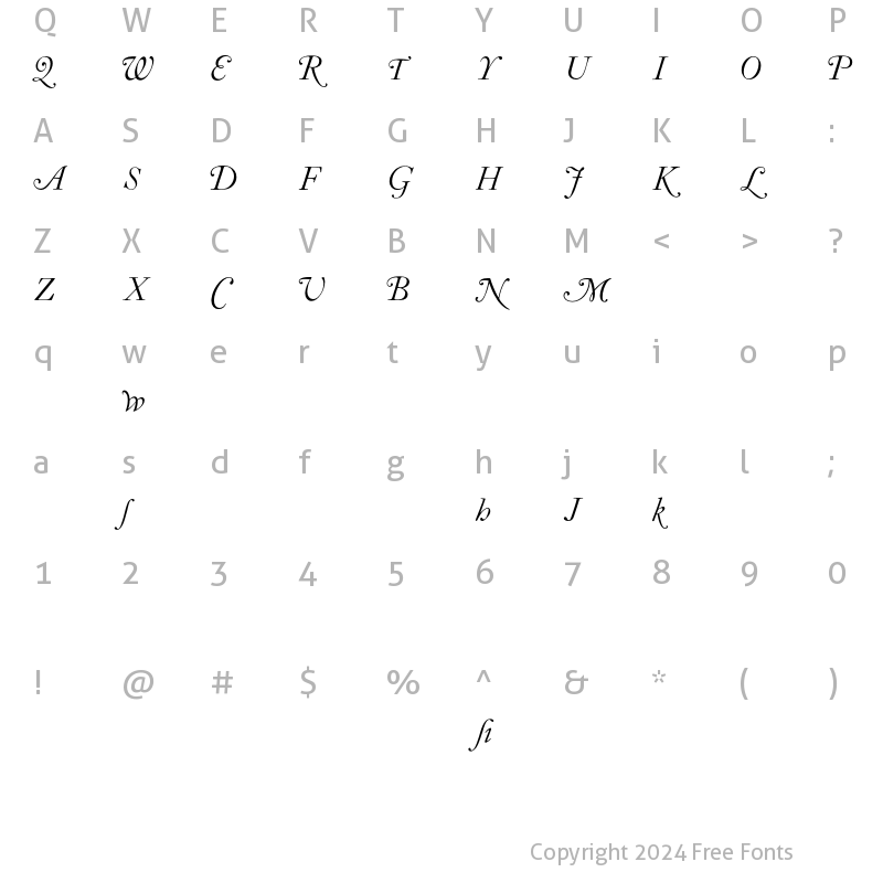 Character Map of CaslonQW-Italic Regular