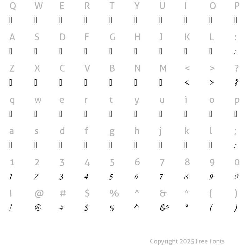 Character Map of CaslonSwashC Italic