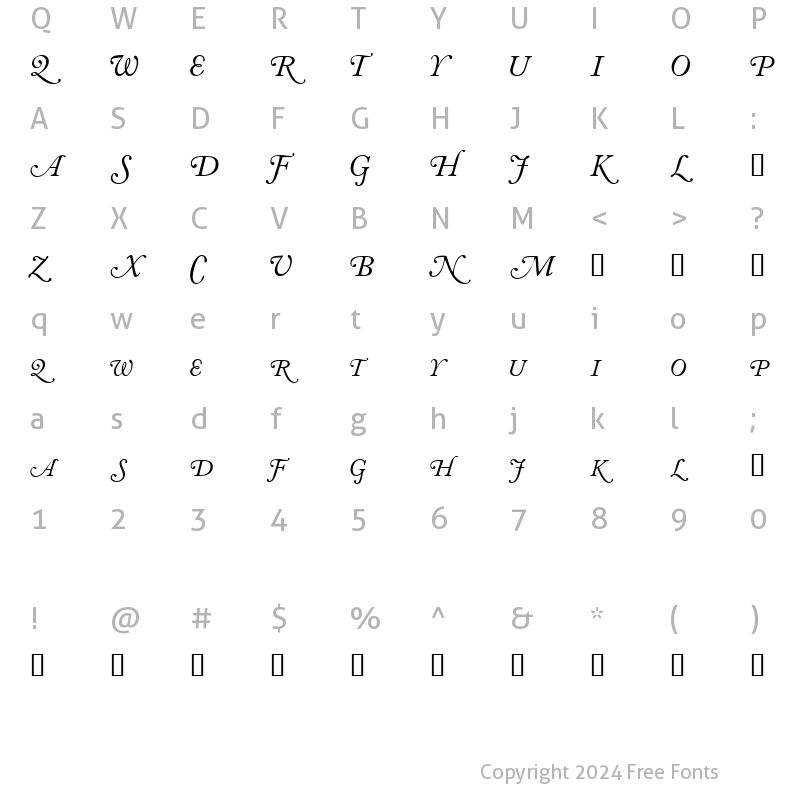 Character Map of CaslonSwashSCapsSSK Italic