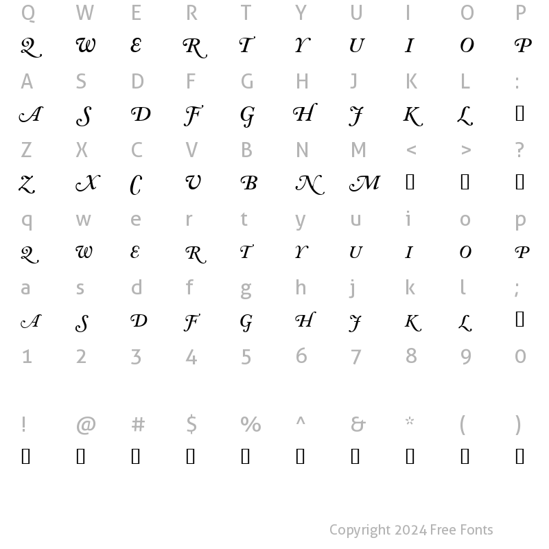 Character Map of CaslonSwashSCapsSSK SemiBoldItalic