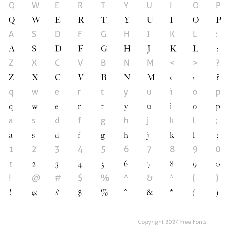 Character Map of CaslonZH Regular