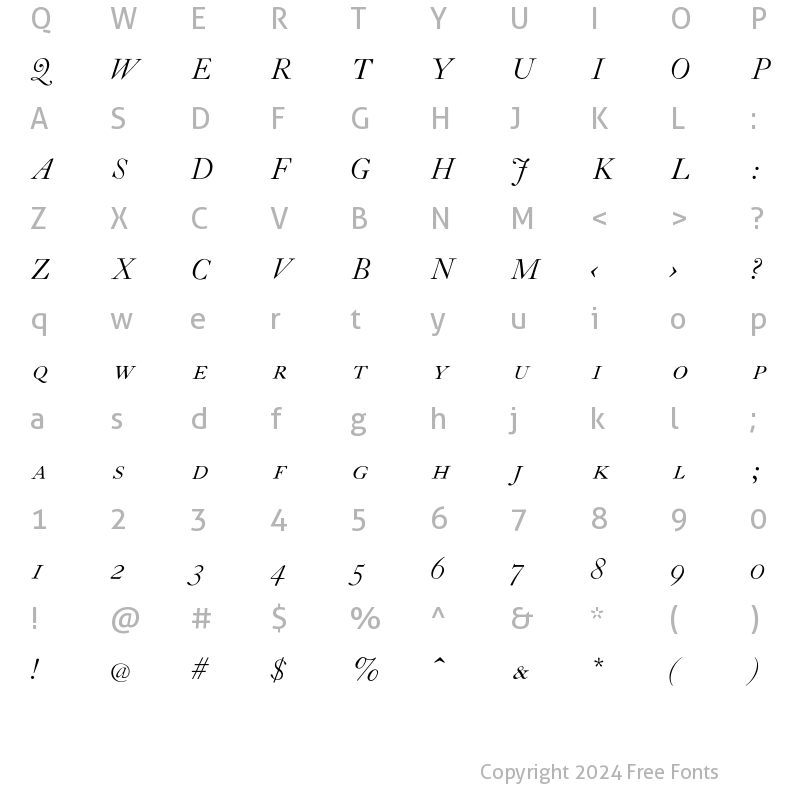 Character Map of CaslonZH-SC-Italic Regular