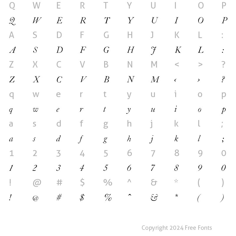 Character Map of CaslonZL-Italic Regular