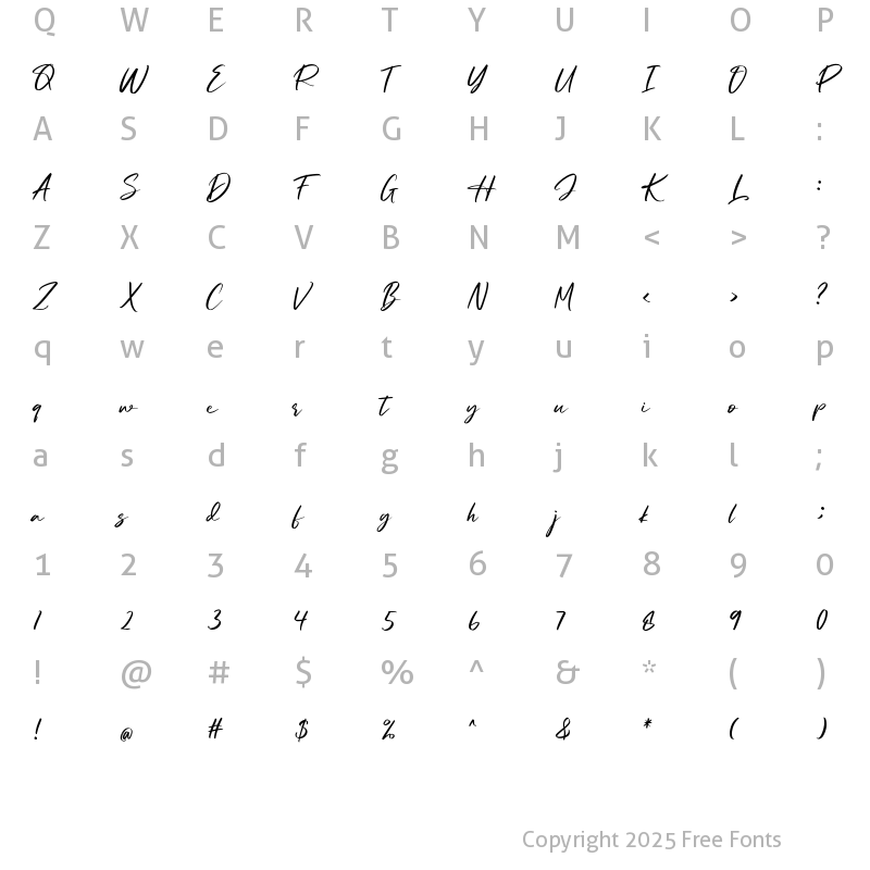 Character Map of Caspiand Regular