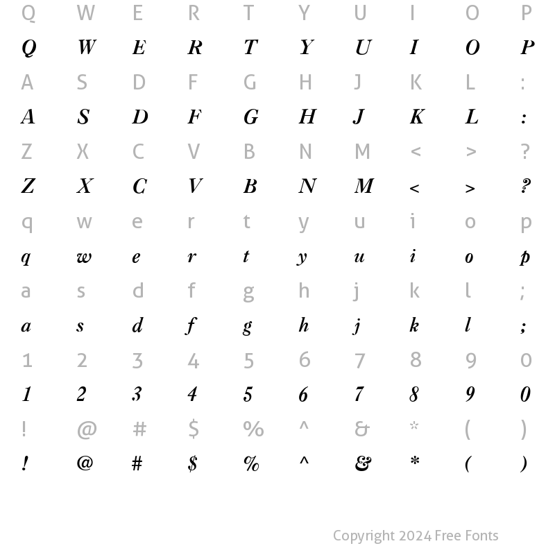 Character Map of Casque BoldItalic