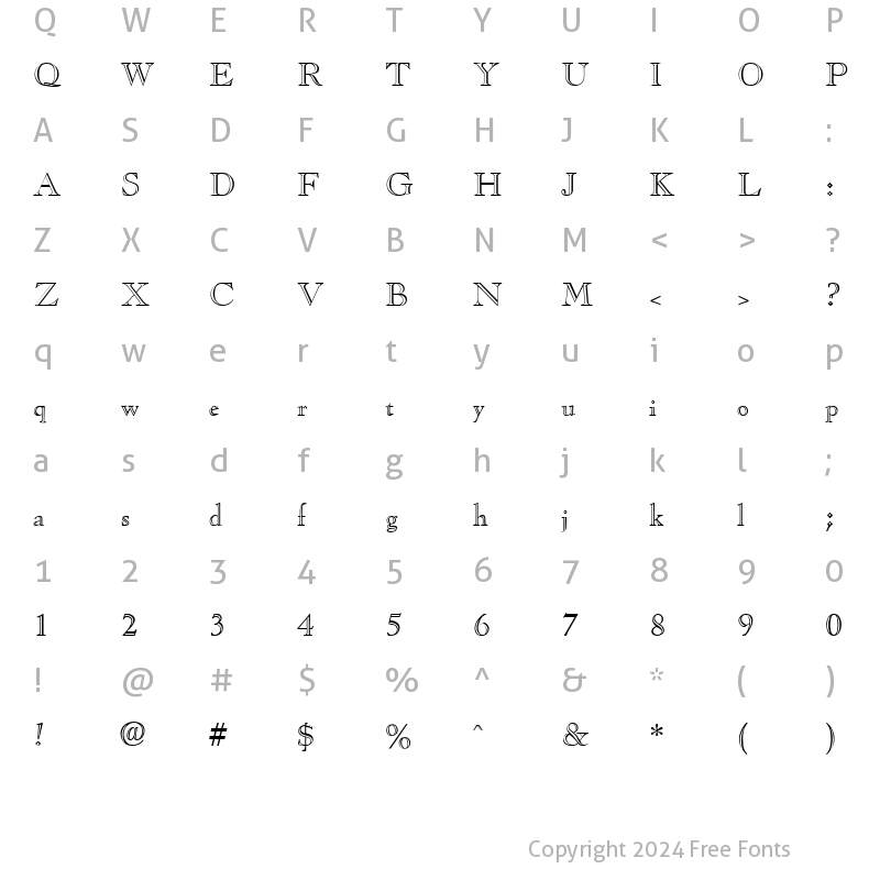 Character Map of Casque OpenFace Regular