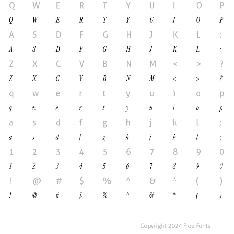 Character Map of CasqueCondensed Italic