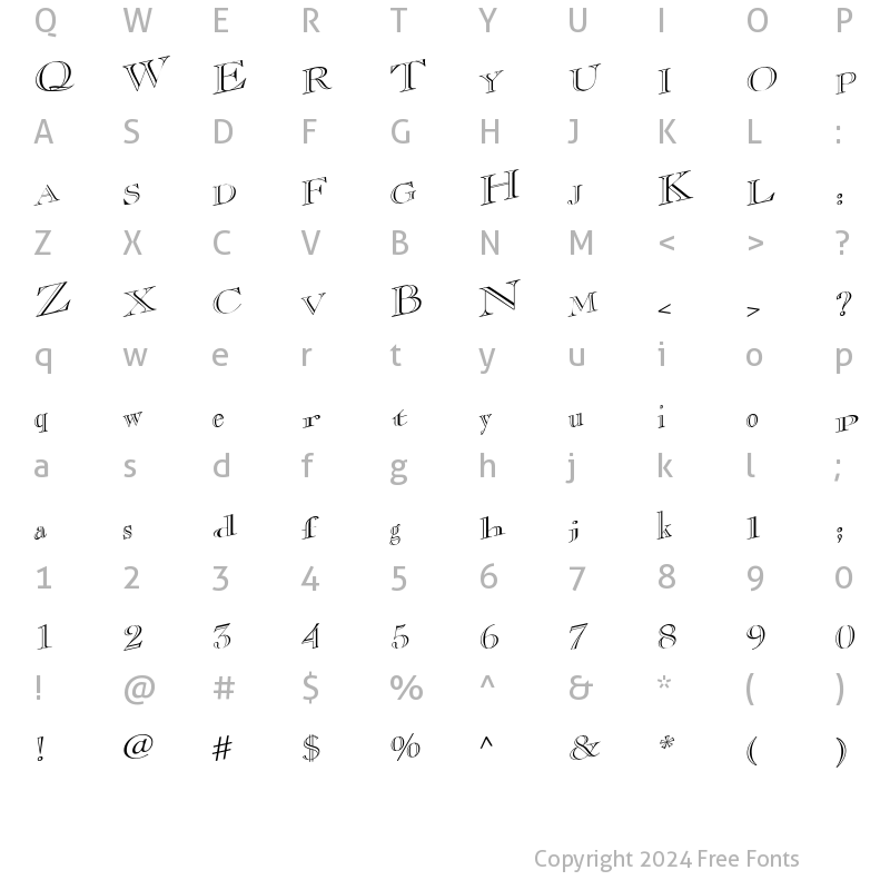 Character Map of CasqueOpenFaceWacky Regular