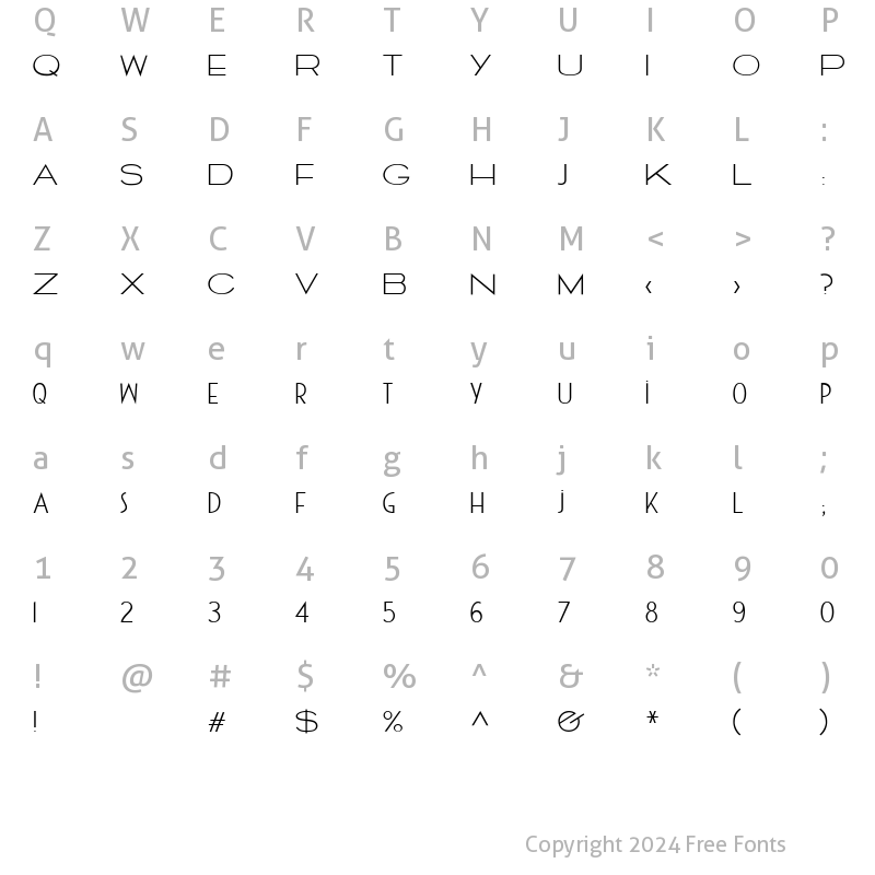 Character Map of Cassandra Thin Regular